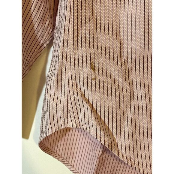 Zara Man US 17 Dress Shirt Mens Button Down Long Sleeve Collar Pink Red Stripe - Picture 9 of 13
